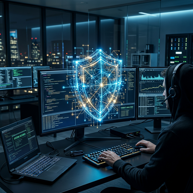 Bouclier cyber réseau abstrait